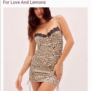 For Love & Lemons Leopard Print fitted Scrunch Side Dress. Size S
